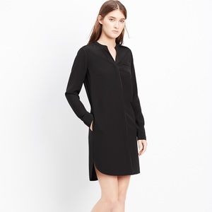 Vince Black Silk Piped Shirtdress